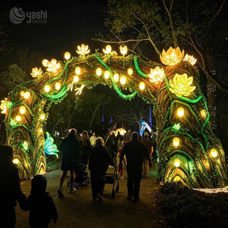 Large Jurassic Dinosaur Skeleton LED Lantern Archway Waterproof Sculpture for Amusement Park Decoration