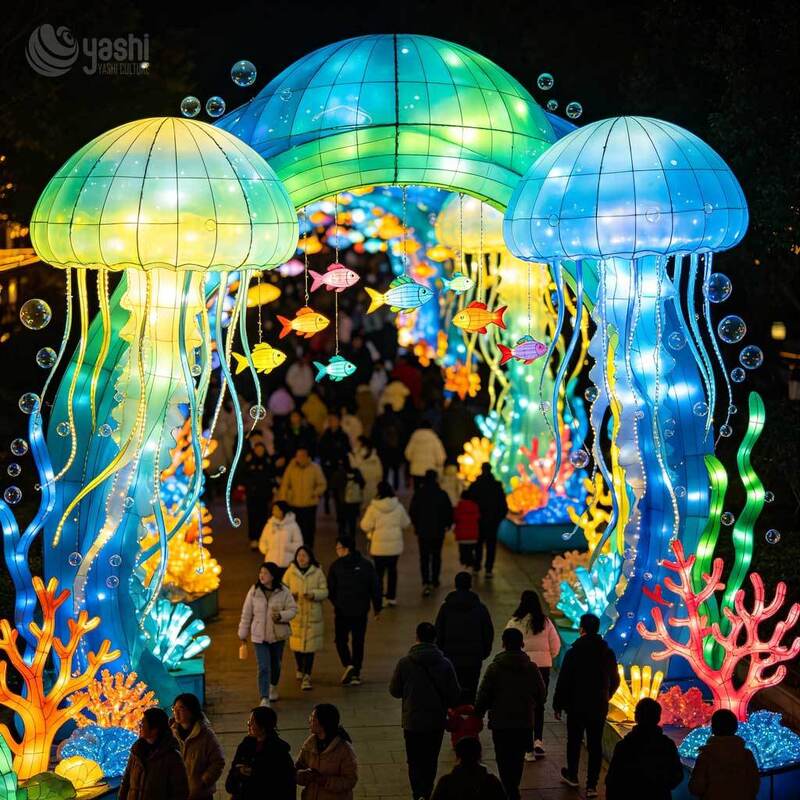 Large Jurassic Dinosaur Skeleton LED Lantern Archway Waterproof Sculpture for Amusement Park Decoration