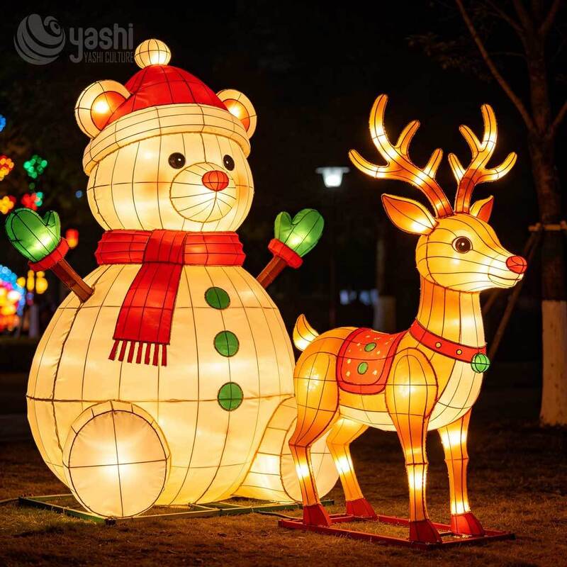Customizable Waterproof Christmas LED Light Set: Snowman, Reindeer & Teddy Bear for Outdoor Park & Plaza Decoration