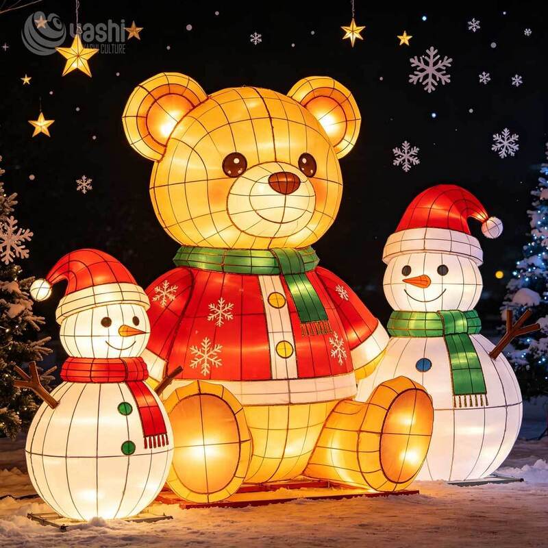 Custom Giant LED Teddy Bear Lantern, Outdoor Light Up Cartoon Bear Light Sculpture For Festival Light Exhibition