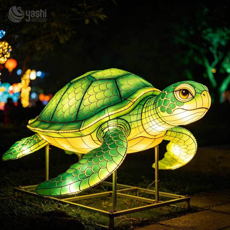 Custom Under‑Sea Theme LED Lantern Set, Sea Turtle & Jellyfish Marine Animal Light Sculpture for Ocean Light Festival