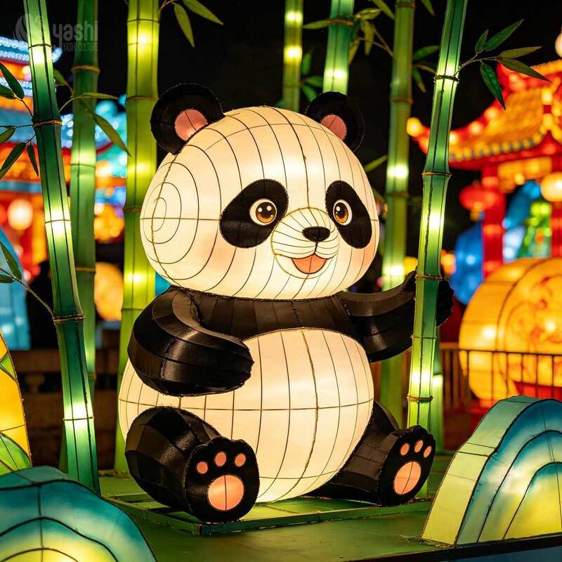 Commercial Custom Cartoon Animal LED Lantern Set, Panda Rabbit Deer Großes Outdoor-Forst-Thema Festival Lichtinstallation