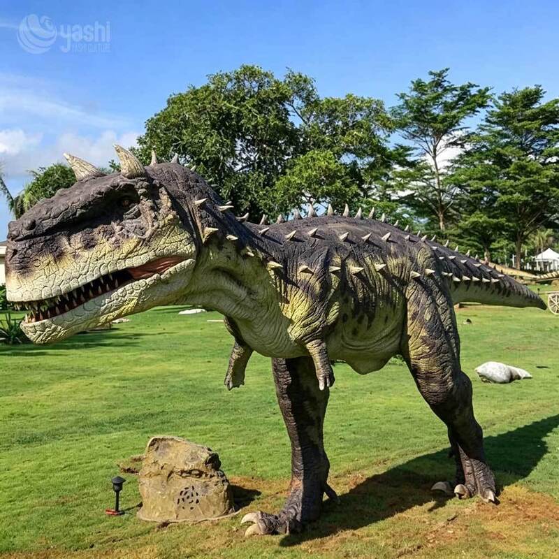 Life Size Animatronic Dinosaur Carnotaurus Simulation Model for Theme Park Zoo Museum Outdoor Decoration