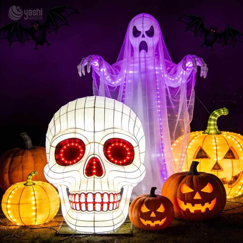 Custom Witch Halloween Arch Lantern, Large LED Spooky Tree Gate Light Sculpture with Pumpkin, Bat & Spider Decor