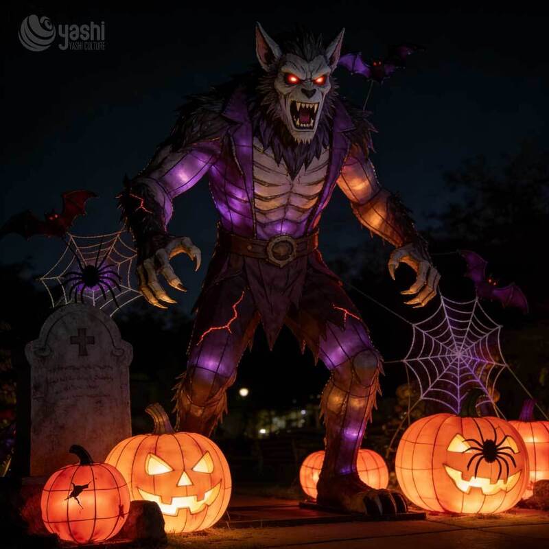 Custom Cheerful Witch Halloween Arch Lantern, Large LED Spooky‑Tree Entry Gate Light Sculpture with Pumpkin & Bat