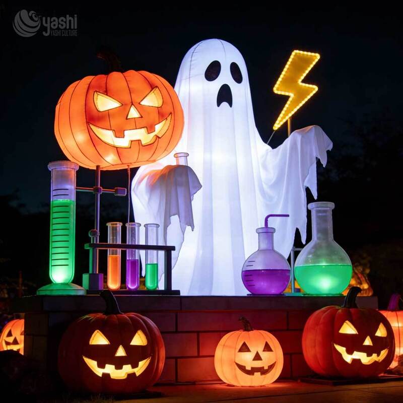Custom Cheerful Witch Halloween Arch Lantern, Large LED Spooky‑Tree Entry Gate Light Sculpture with Pumpkin & Bat