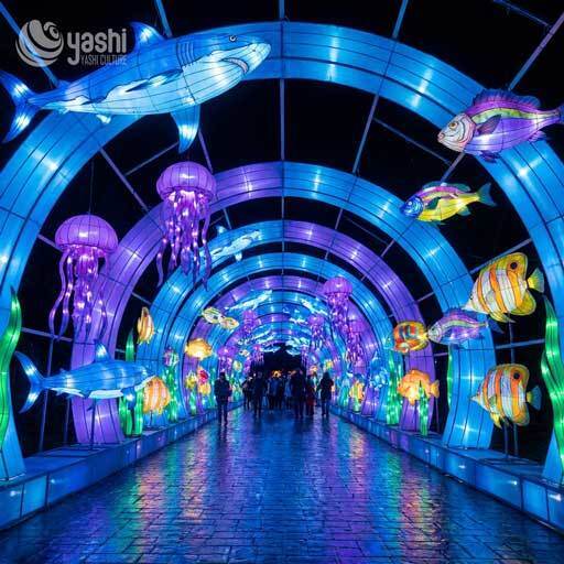 Custom Butterfly & Floral Walk‑Through Light Tunnel, Garden Theme LED Flower Butterfly Lantern Tunnel for Park Night Festival