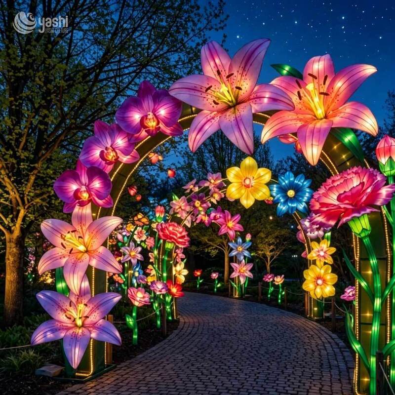 Custom Butterfly & Floral Walk‑Through Light Tunnel, Garden Theme LED Flower Butterfly Lantern Tunnel for Park Night Festival