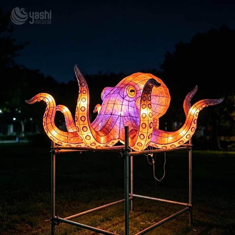 Customizable Sea Animal Lantern, Large LED Octopus Motif Light for Ocean Themed Events