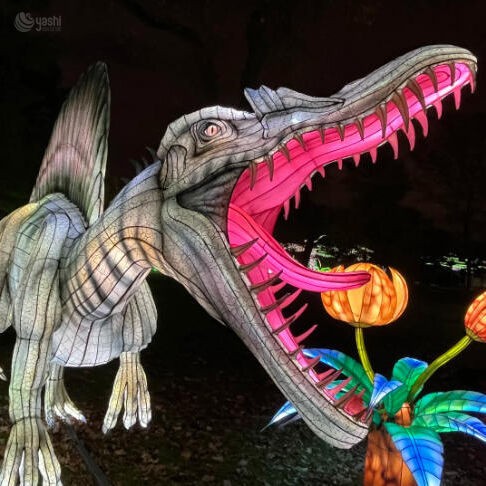 Benutzerdefinierte riesige kommerzielle Spinosaurus Dinosaurier LED-Laterne, Outdoor prähistorische Themenpark-Lichtinstallation