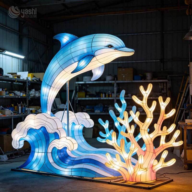Custom Marine Animal LED Lantern Set, Octopus & Seahorse Ocean‑Theme Outdoor Light Installation