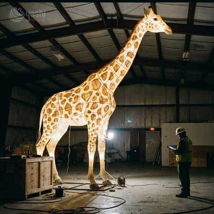 Linterna LED de animales de jirafa gigante personalizada, instalación de luz al aire libre con tema de vida silvestre de safari