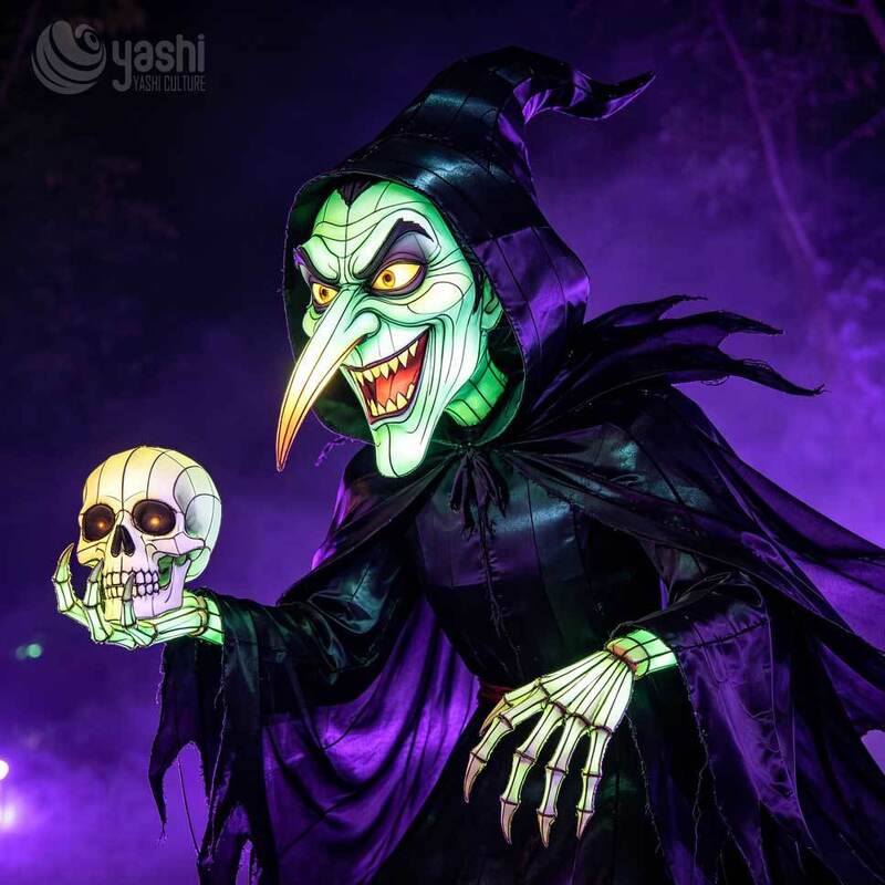 Custom Witch Skeleton LED Lantern, Waterproof Outdoor Halloween Light for Theme Park & Haunted House Amusement Park Decoration
