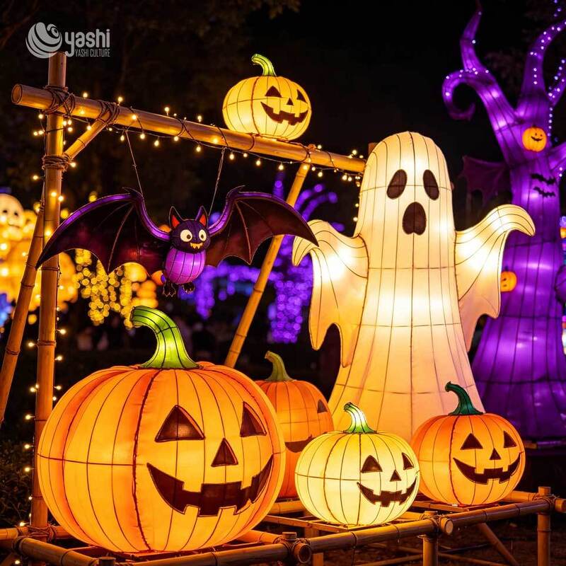 Custom Scary Old Witch Halloween Lantern, Large LED Evil Witch Character Light Sculpture with Skull Staff