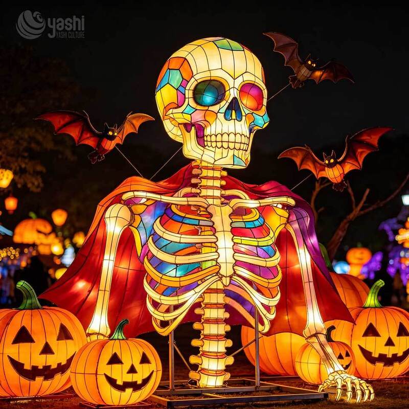 Custom Giant Pumpkin Lantern with Bat Wings, Large LED Jack‑o‑Lantern Set for Halloween Festival Decoration