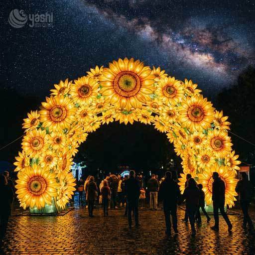 Custom Giant Lily Orchid Flower Eintrittsbogen Laterne, Blumenfest Gateway Bogen für Outdoor-Nacht-Event