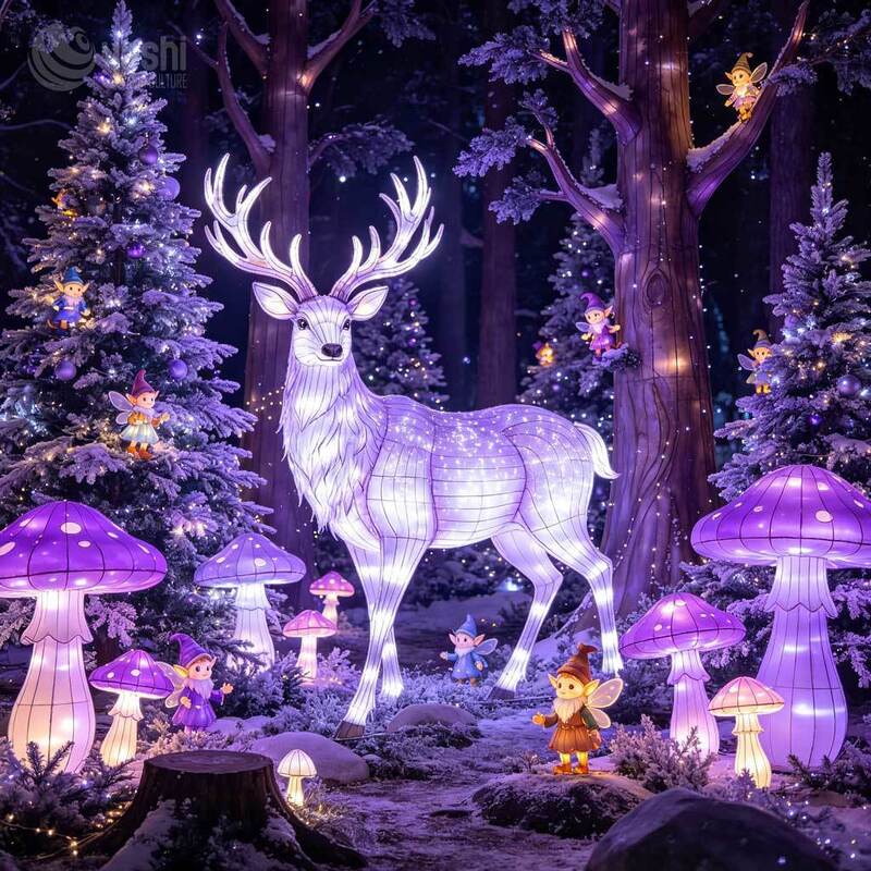 Giant Reindeer Sleigh LED Lantern Set, Waterproof Outdoor Christmas Decoration Light for Festival & Theme Park