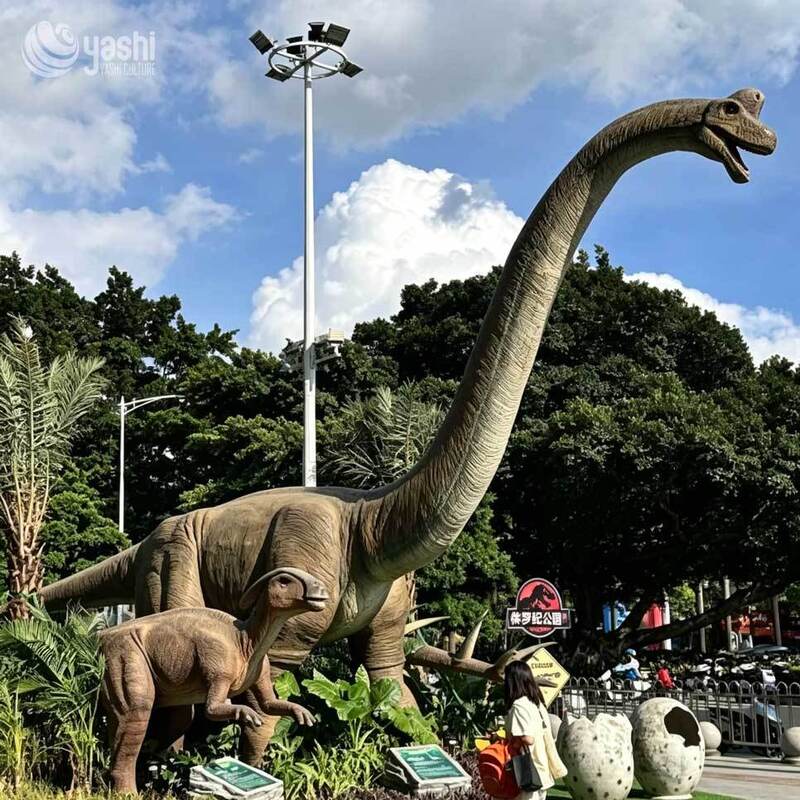 Animatroniczny Parasaurolophus Statuetka dinozaura w naturalnym rozmiarze wodoodporny zewnętrzny model dinozaura dla Dino Dekoracja parku rozrywki