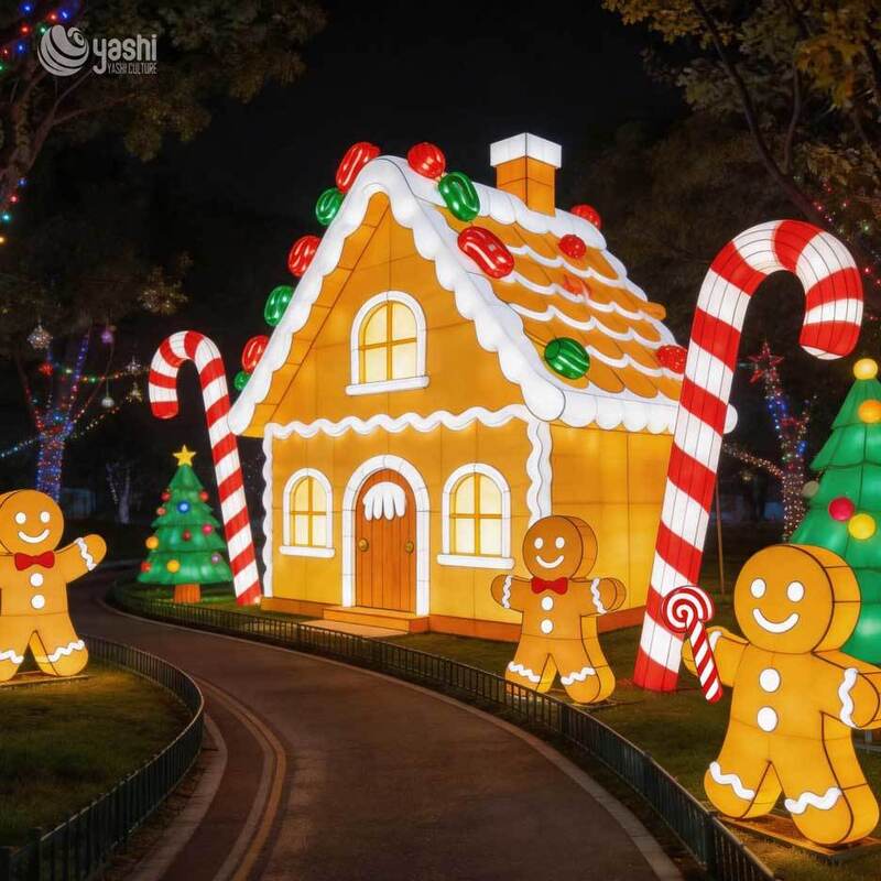 Custom Santa Sleigh & Reindeer Lantern Set, Outdoor LED Santa Claus Reindeer Light Sculpture For Christmas Light Exhibition
