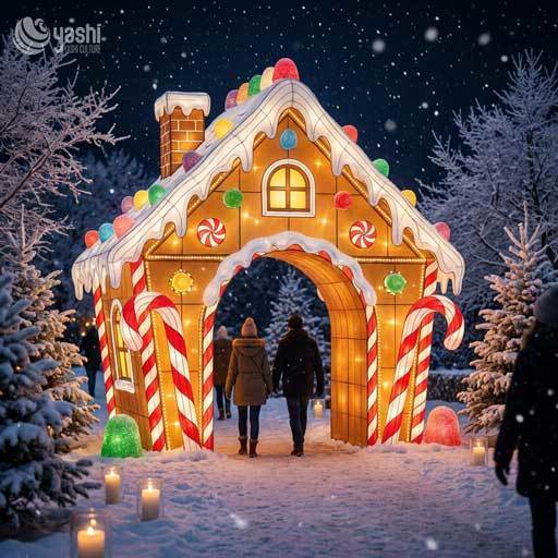 Custom Giant LED Gift Box Stack Lantern, Outdoor Christmas Gift Present Light Sculpture for Mall & Plaza Exhibition, Support Customization