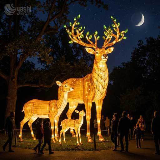 Custom Panda Family LED Lantern Installation, Giant Panda with Baby Pandas Light Sculptures for Zoo & Cultural Theme Festival