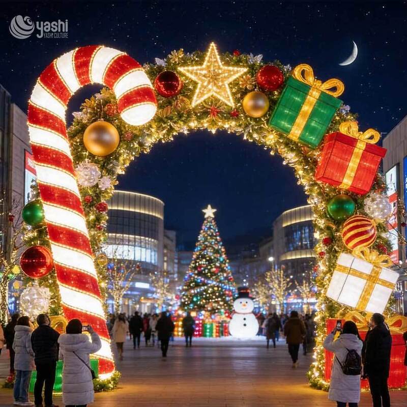 Custom LED Gift Box Stack Light Sculpture, Outdoor Christmas Gift Lantern Set with Snowman, Support Customization
