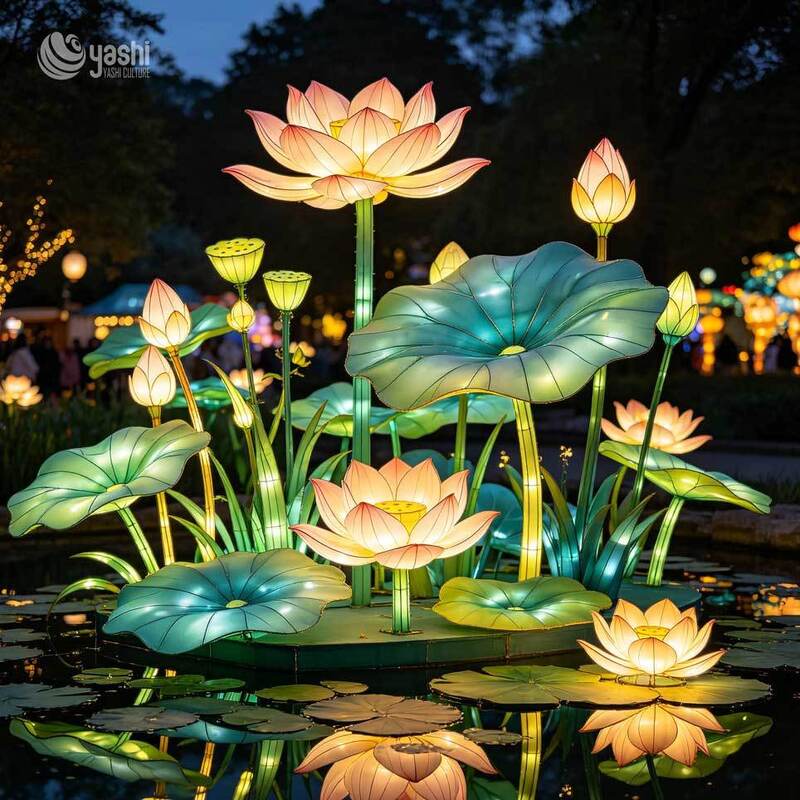 Custom Cartoon Cactus & Succulent Potted LED Lanterns, Large Plant Light Sculptures for Light Festival