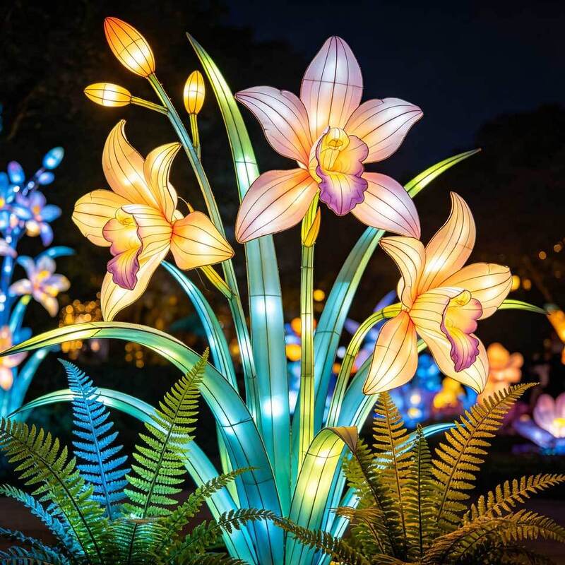 Custom Daisy Flower & Insect LED Lanterns, Bee Butterfly Ladybug Light Sculpture for Garden Light Festival