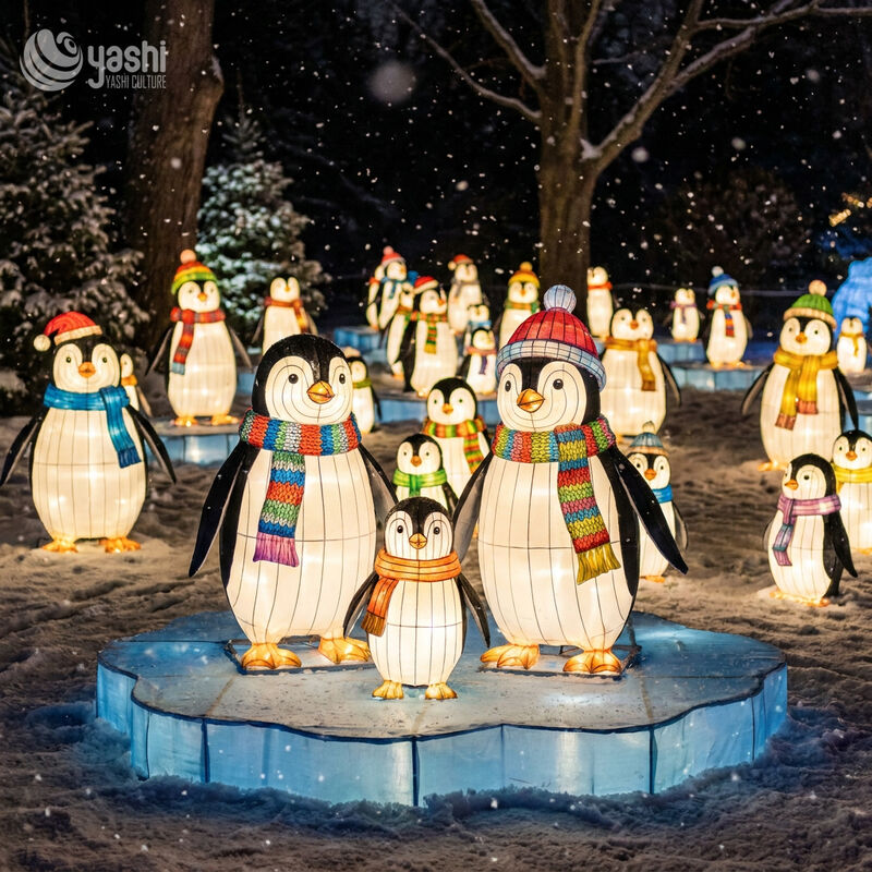 Custom LED Teddy Bear & Rabbit Lantern Set, Outdoor Christmas Animal Light Sculpture with Christmas Tree, Support Customization
