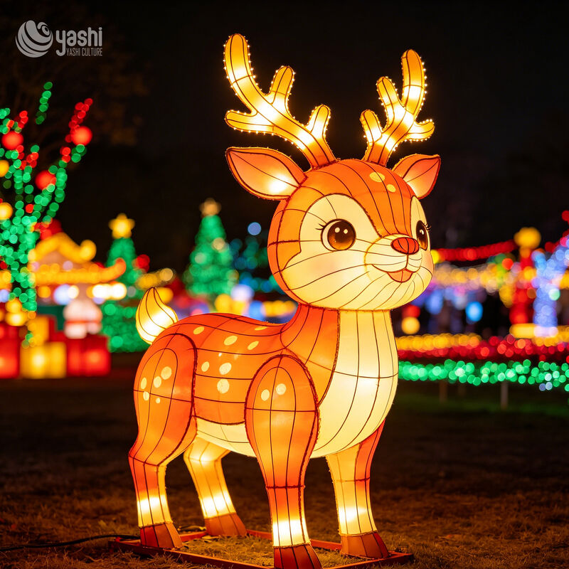 Custom LED Teddy Bear & Rabbit Lantern Set, Outdoor Christmas Animal Light Sculpture with Christmas Tree, Support Customization