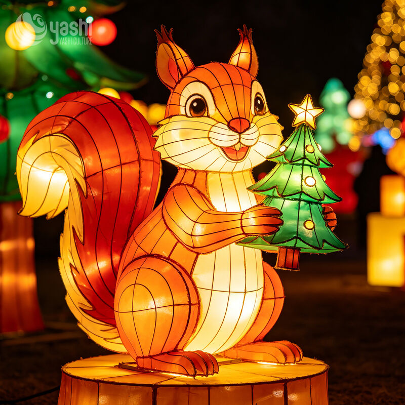 Custom LED Teddy Bear & Rabbit Lantern Set, Outdoor Christmas Animal Light Sculpture with Christmas Tree, Support Customization