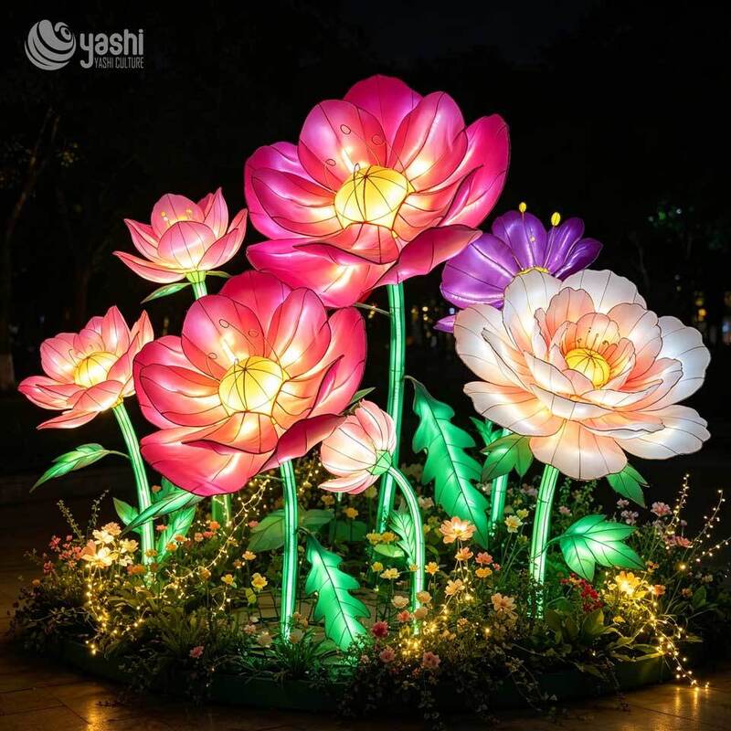 Custom Giant Water Lotus LED Lanterns, Floating Lotus Flower Light Sculptures for Lake & Light Festival