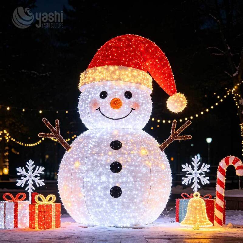 Custom LED Wireframe Santa Arch Light Sculpture, Giant Santa Claus Entrance Light Arch with Gift Boxes for Outdoor Christmas Light Festival, Support Customization