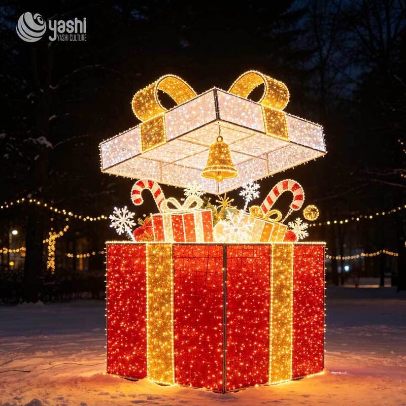 Custom LED Wireframe Candy Cane Arch Light Sculpture, Giant Crossed Candy Cane Light Arch for Outdoor Christmas Light Festival Decor, Support Customization