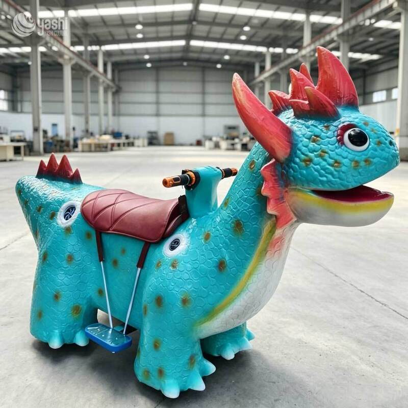 Coin Operated Cartoon Dragon Kids Electric Ride On Car, Commercial Fiberglass Amusement Scooter for Shopping Mall & Playground