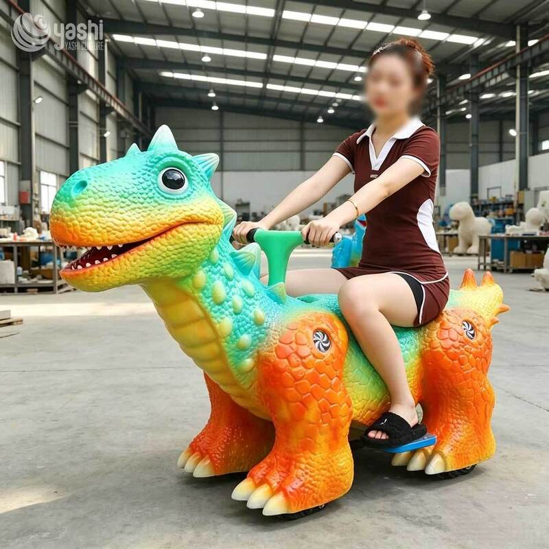 Coin Operated Cartoon Dinosaur Kids Electric Ride On Car, Commercial Fiberglass Amusement Scooter for Shopping Mall & Playground
