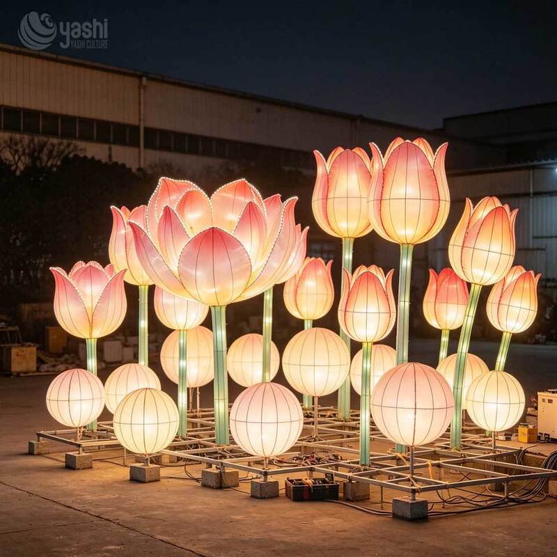 Turnkey Giant Floral Light Installation for Botanical Garden Light Festival Night Tourist Attractions Festival Lanterns