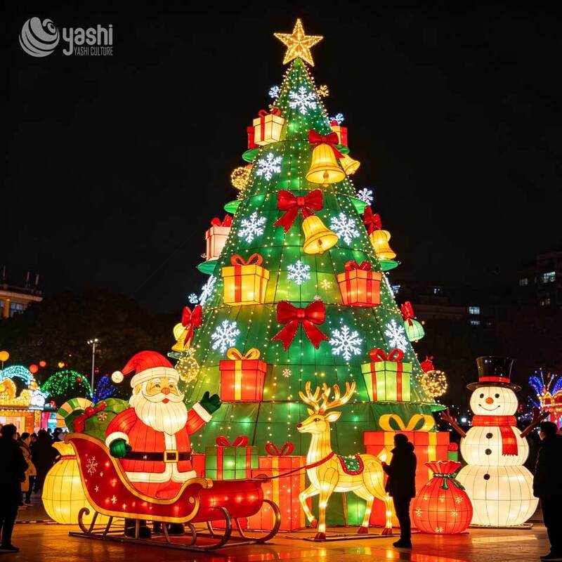 Custom Santa Claus Christmas Decorative Lantern for City Holiday Events Festival Lanterns
