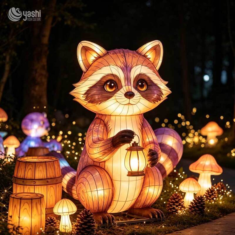Raccoon Forest Scene Festival Lantern Animal Lantern Christmas Decoration New Year Decoration Lighting Engineering Design