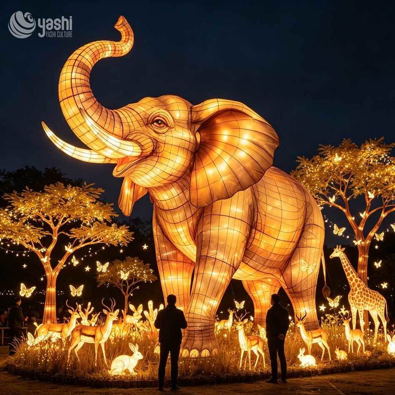 Giant Dinosaur Prehistoric Scene Festival Lantern Animal Lantern Christmas Decoration New Year Decoration Lighting Engineering Design