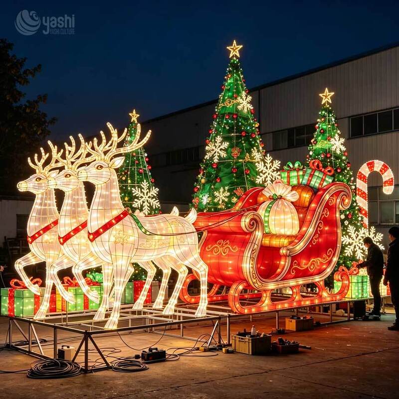 Dreamy Christmas Village Light Show Custom Christmas Arch Lantern Installation For Theme Parks And Seasonal Attractions