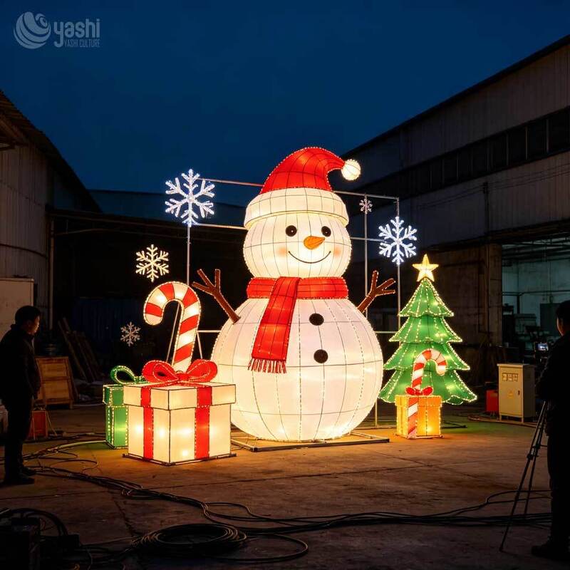 Dreamy Christmas Village Light Show Custom Christmas Arch Lantern Installation For Theme Parks And Seasonal Attractions