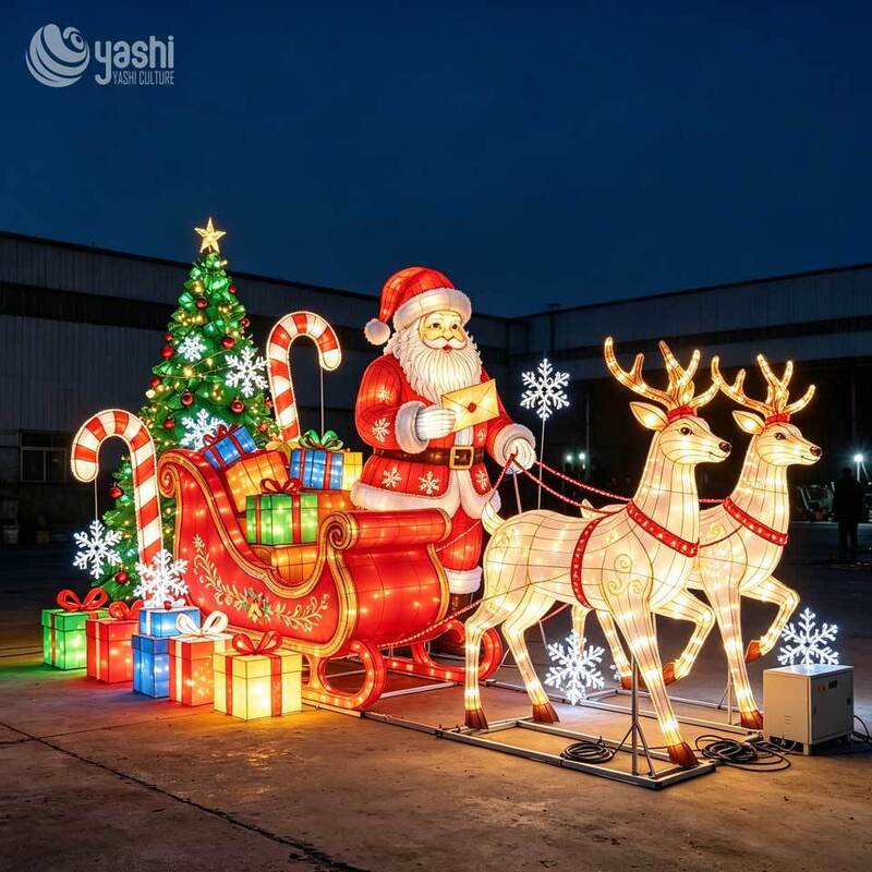 Turn key Holiday Lighting Solution Santa Claus Lantern Display For Zoos Botanical Gardens And Cultural Tourism Destinations