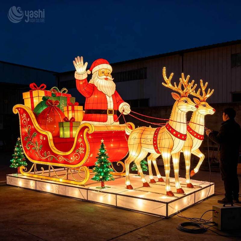 Turn key Holiday Lighting Solution Santa Claus Lantern Display For Zoos Botanical Gardens And Cultural Tourism Destinations