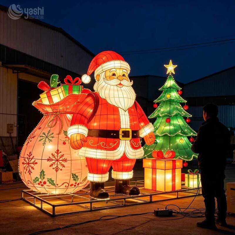Turn key Holiday Lighting Solution Santa Claus Lantern Display For Zoos Botanical Gardens And Cultural Tourism Destinations