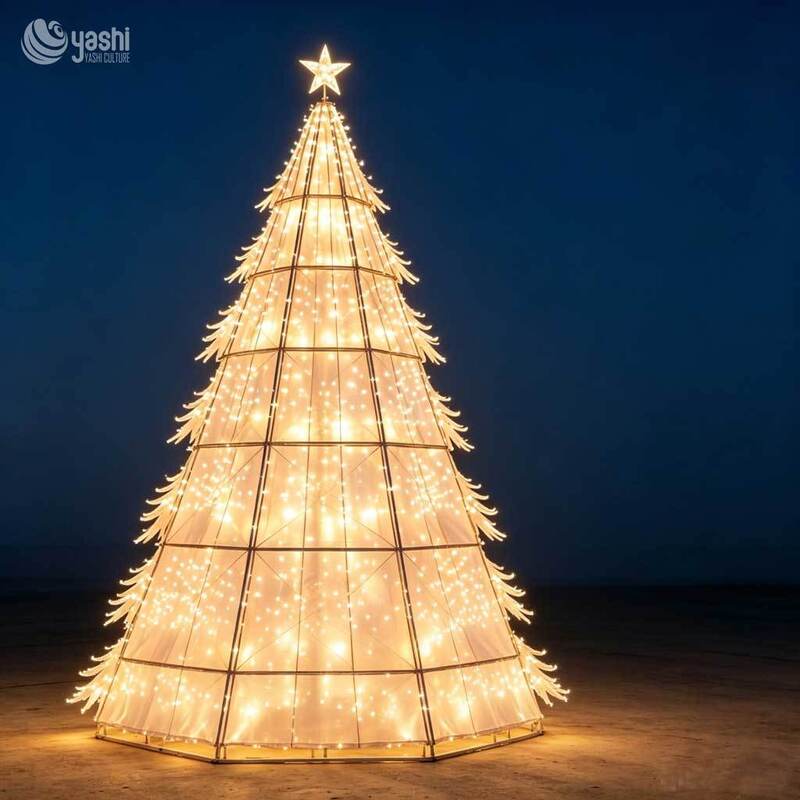 Large Gift Box Stack Christmas Tree Festival Lantern Set For Outdoor Theme Park Scenic Spot Christmas Decoration