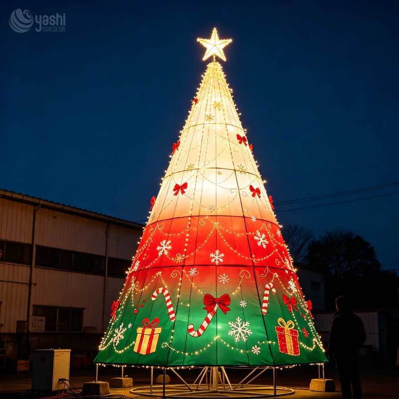 Outdoor Winter Christmas Festival Lantern Set Large Snowflake Christmas Tree For Park Shopping Mall