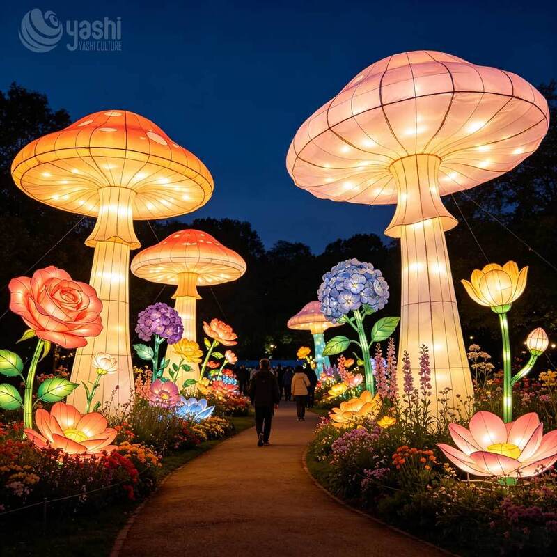 Large Outdoor Waterproof Floral Light Installation for Park Scenic Spot Event Decoration Lotus Flower Festival Lantern