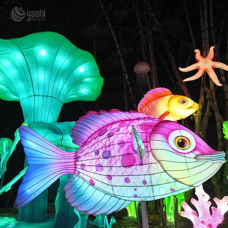 Cute Puffer Fish Ocean‑Theme Lantern Set Custom Immersive Underwater Light Installation for Park Zoo Night‑Tour Festival Decor
