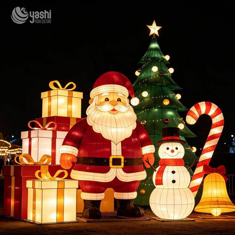 Turn‑key Immersive Giant Santa Claus Arch Festival Lantern Outdoor Christmas Photo Gateway for Theme Parks Amusement Parks Shopping Malls